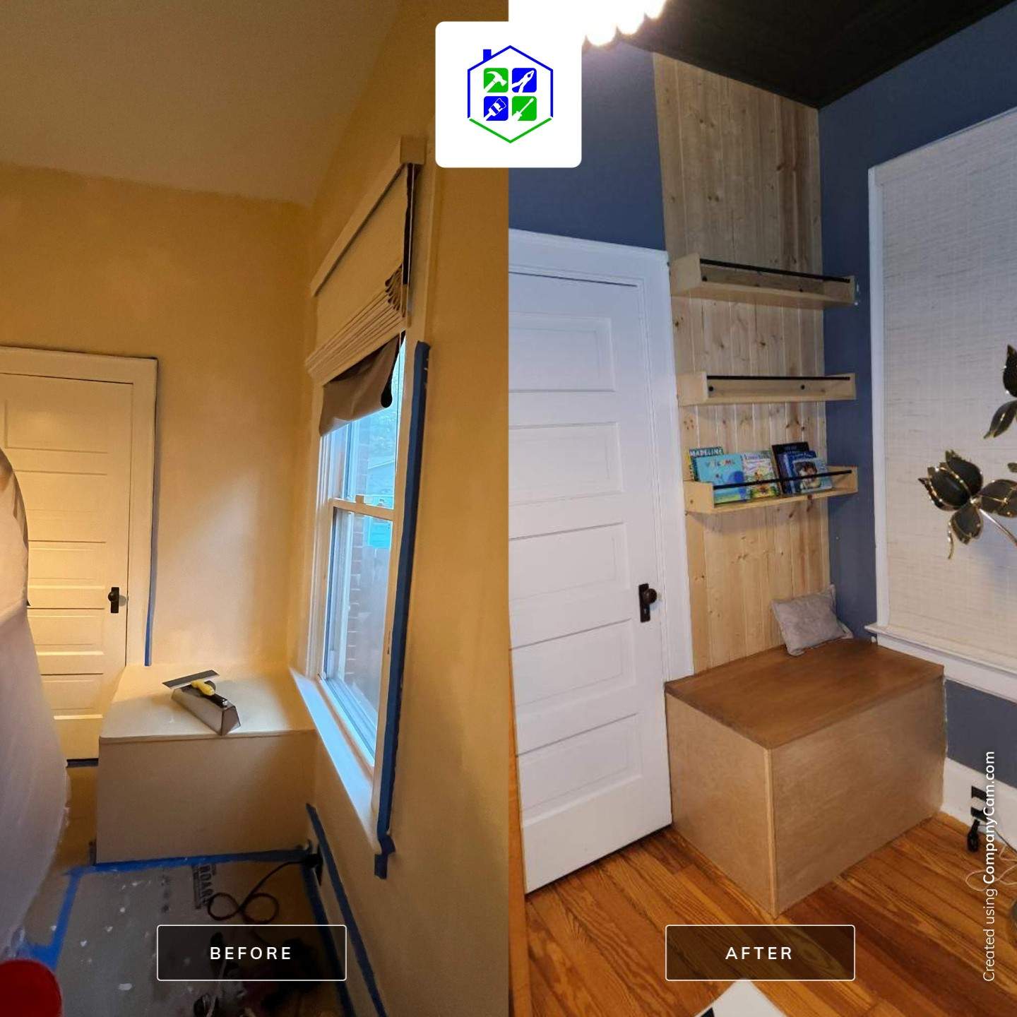 Interior Remodeling with Wallpaper and Bookshelves Performed in Denver, CO
